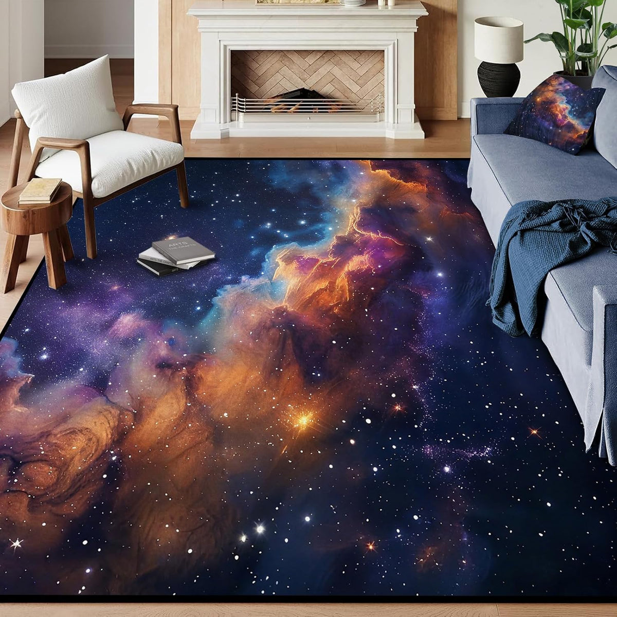 5'x7' Galaxy Rug Bedroom Living Room Gaming Area Rugs Nebula Throw Rugs Yoga Floor Mat Carpet,63"x83"