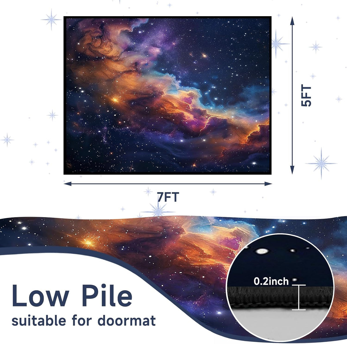 5'x7' Galaxy Rug Bedroom Living Room Gaming Area Rugs Nebula Throw Rugs Yoga Floor Mat Carpet,63"x83"