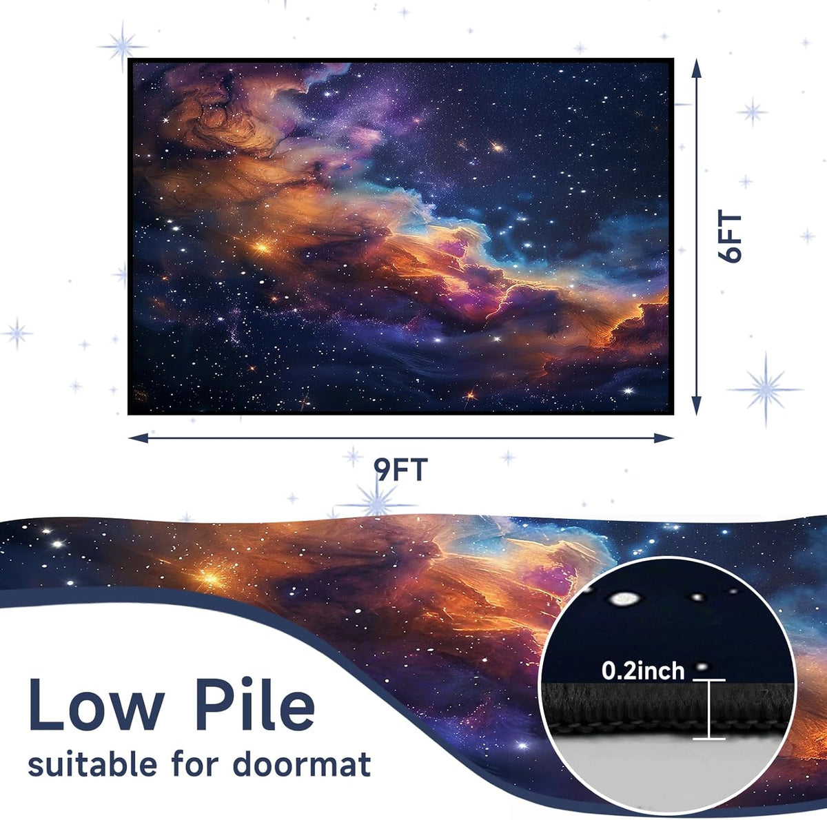 5'x7' Galaxy Rug Bedroom Living Room Gaming Area Rugs Nebula Throw Rugs Yoga Floor Mat Carpet,63"x83"