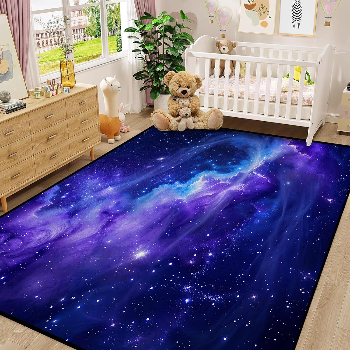 5'x7' Galaxy Rug Bedroom Living Room Gaming Area Rugs Nebula Throw Rugs Yoga Floor Mat Carpet,63"x83"