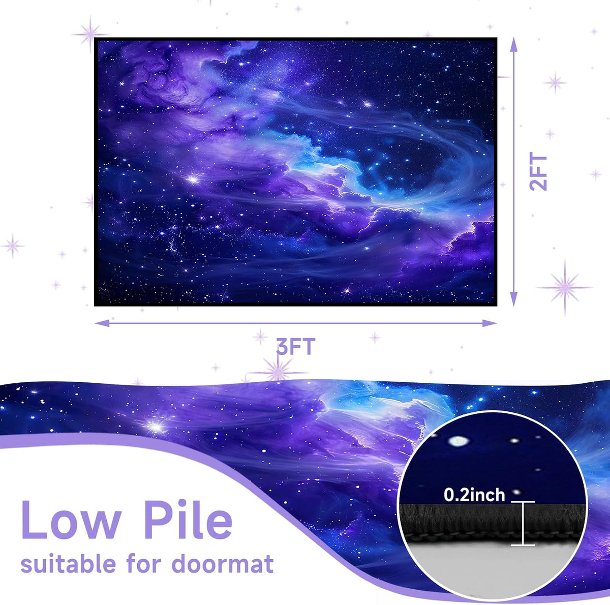 5'x7' Galaxy Rug Bedroom Living Room Gaming Area Rugs Nebula Throw Rugs Yoga Floor Mat Carpet,63"x83"