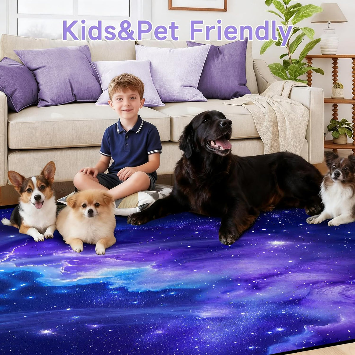 5'x7' Galaxy Rug Bedroom Living Room Gaming Area Rugs Nebula Throw Rugs Yoga Floor Mat Carpet,63"x83"