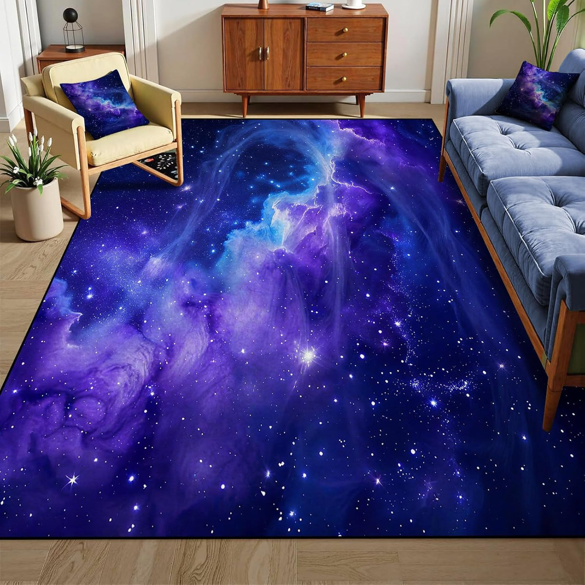 5'x7' Galaxy Rug Bedroom Living Room Gaming Area Rugs Nebula Throw Rugs Yoga Floor Mat Carpet,63"x83"