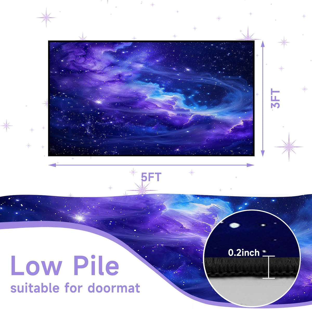 5'x7' Galaxy Rug Bedroom Living Room Gaming Area Rugs Nebula Throw Rugs Yoga Floor Mat Carpet,63"x83"