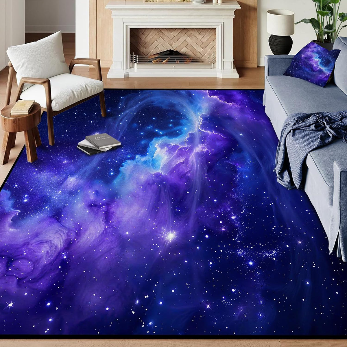 5'x7' Galaxy Rug Bedroom Living Room Gaming Area Rugs Nebula Throw Rugs Yoga Floor Mat Carpet,63"x83"