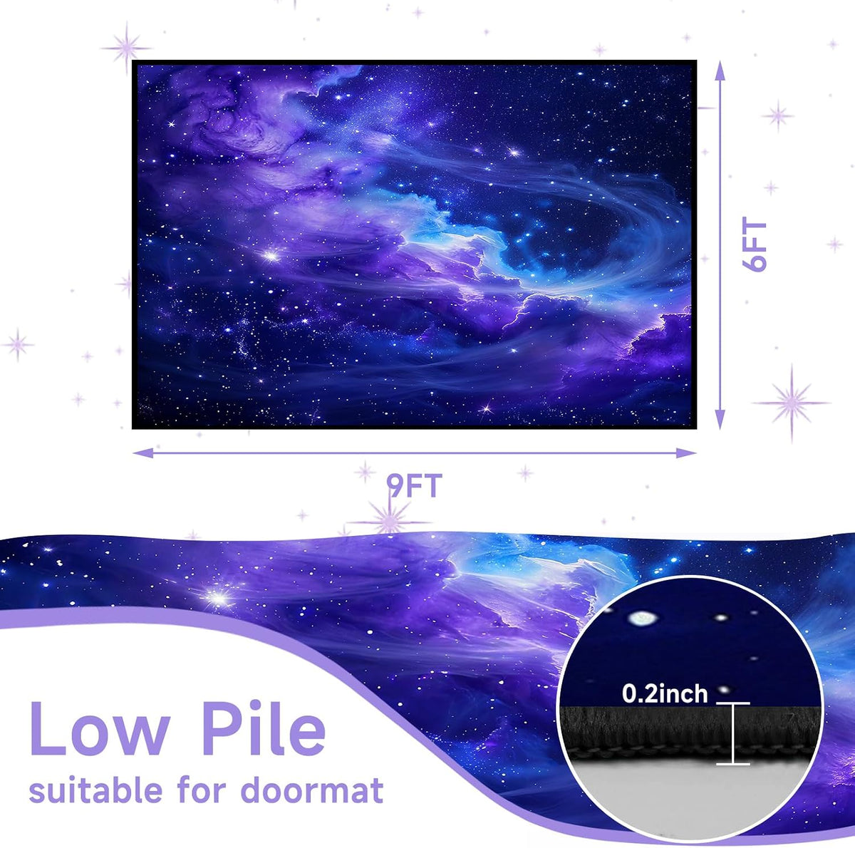 5'x7' Galaxy Rug Bedroom Living Room Gaming Area Rugs Nebula Throw Rugs Yoga Floor Mat Carpet,63"x83"