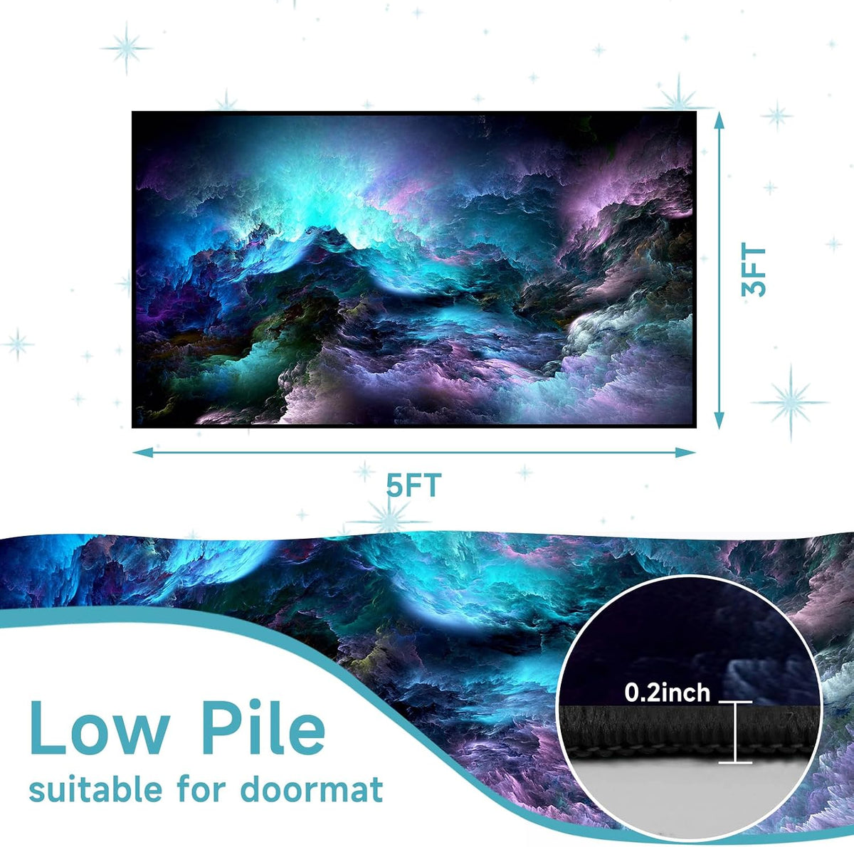 5'x7' Galaxy Rug Bedroom Living Room Gaming Area Rugs Nebula Throw Rugs Yoga Floor Mat Carpet,63"x83"