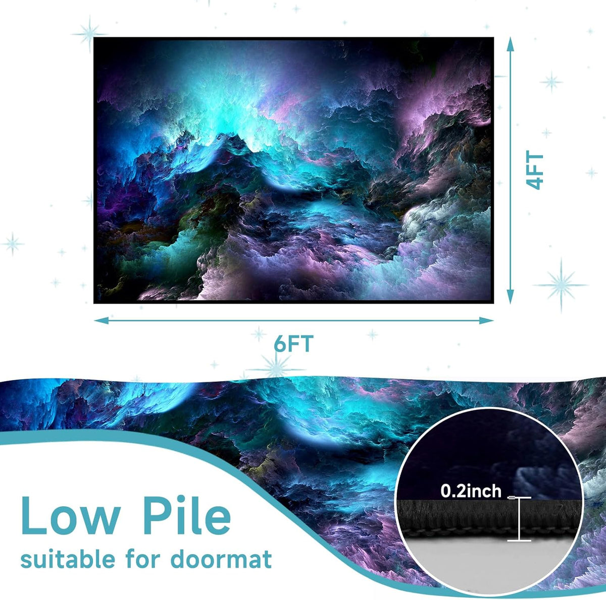5'x7' Galaxy Rug Bedroom Living Room Gaming Area Rugs Nebula Throw Rugs Yoga Floor Mat Carpet,63"x83"