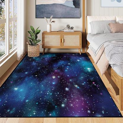 5'x7' Galaxy Rug Bedroom Living Room Gaming Area Rugs Nebula Throw Rugs Yoga Floor Mat Carpet,63"x83"