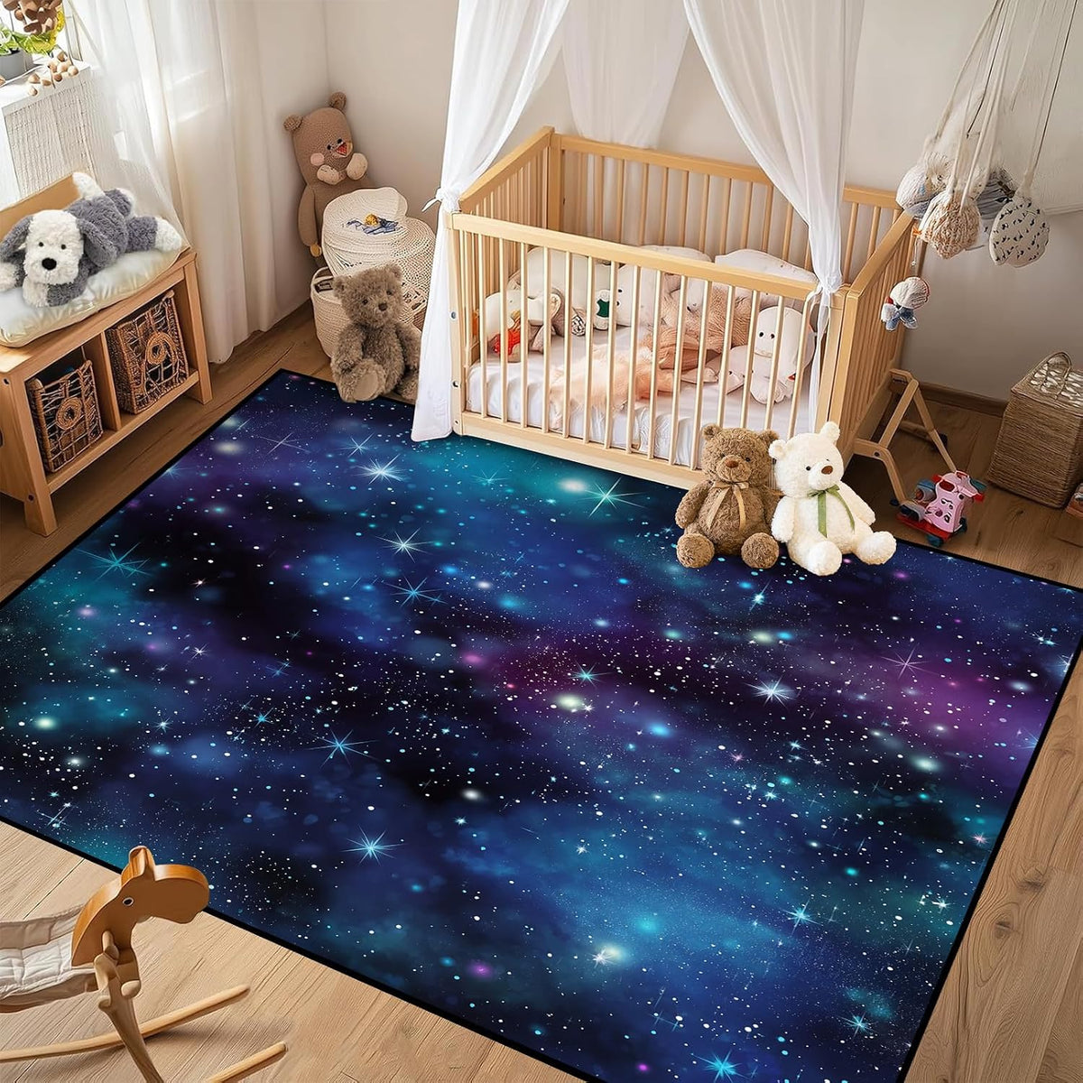 5'x7' Galaxy Rug Bedroom Living Room Gaming Area Rugs Nebula Throw Rugs Yoga Floor Mat Carpet,63"x83"