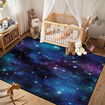 5'x7' Galaxy Rug Bedroom Living Room Gaming Area Rugs Nebula Throw Rugs Yoga Floor Mat Carpet,63"x83"