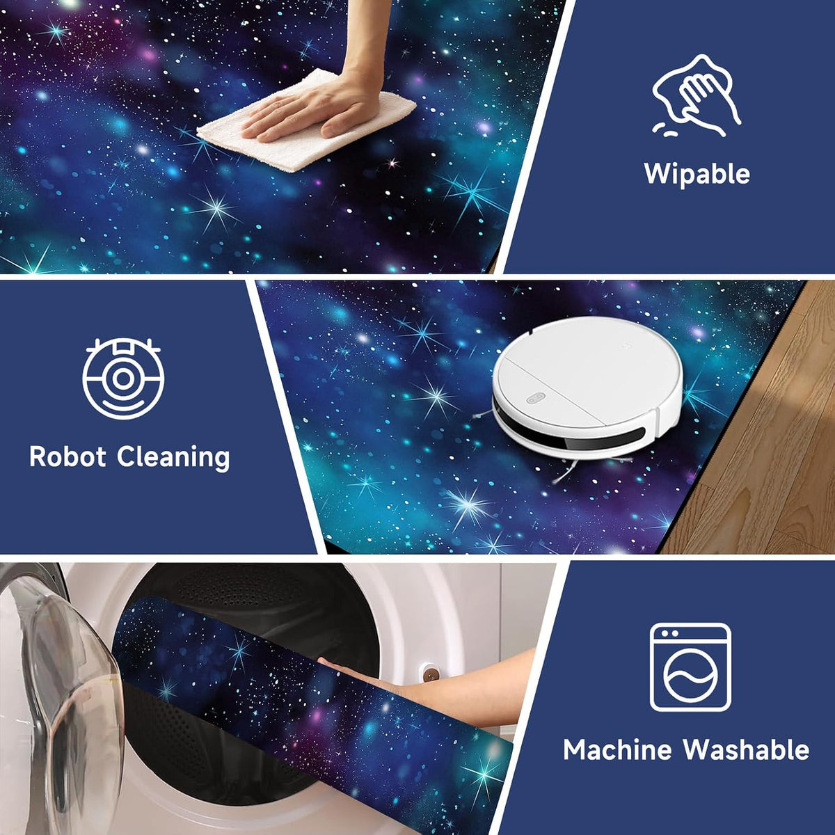 5'x7' Galaxy Rug Bedroom Living Room Gaming Area Rugs Nebula Throw Rugs Yoga Floor Mat Carpet,63"x83"