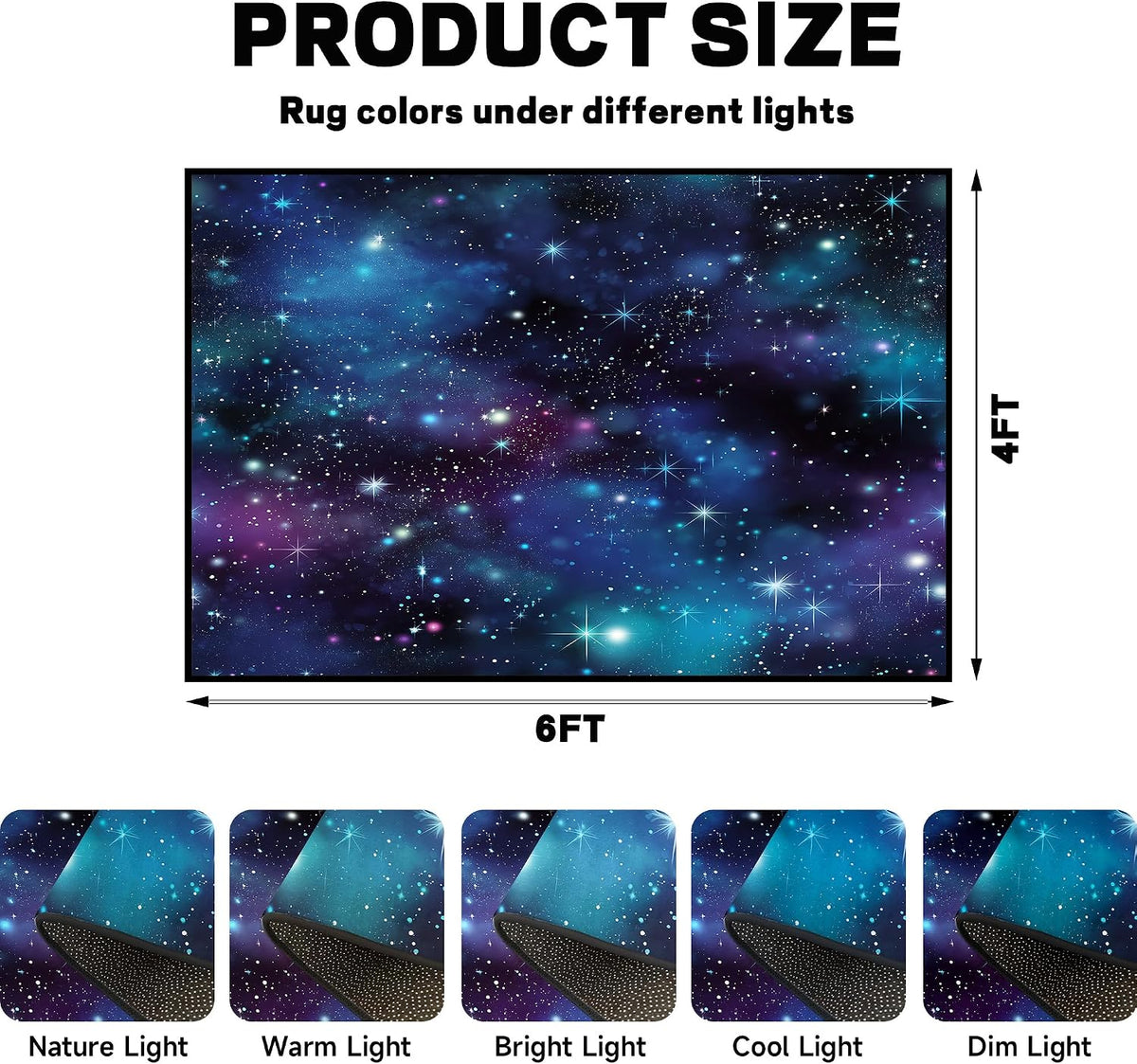 5'x7' Galaxy Rug Bedroom Living Room Gaming Area Rugs Nebula Throw Rugs Yoga Floor Mat Carpet,63"x83"
