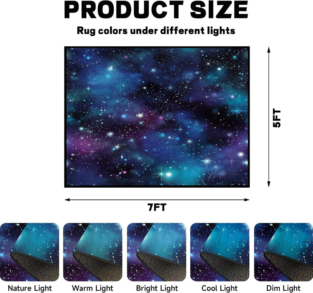 5'x7' Galaxy Rug Bedroom Living Room Gaming Area Rugs Nebula Throw Rugs Yoga Floor Mat Carpet,63"x83"