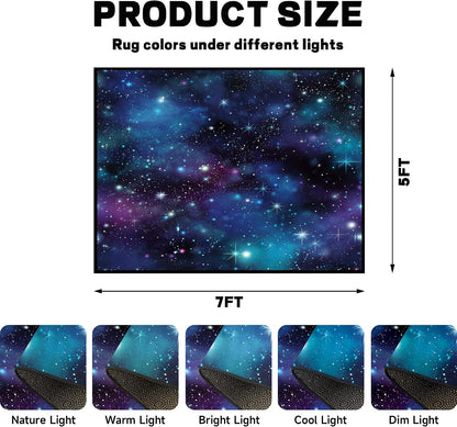 5'x7' Galaxy Rug Bedroom Living Room Gaming Area Rugs Nebula Throw Rugs Yoga Floor Mat Carpet,63"x83"