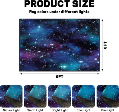 5'x7' Galaxy Rug Bedroom Living Room Gaming Area Rugs Nebula Throw Rugs Yoga Floor Mat Carpet,63"x83"
