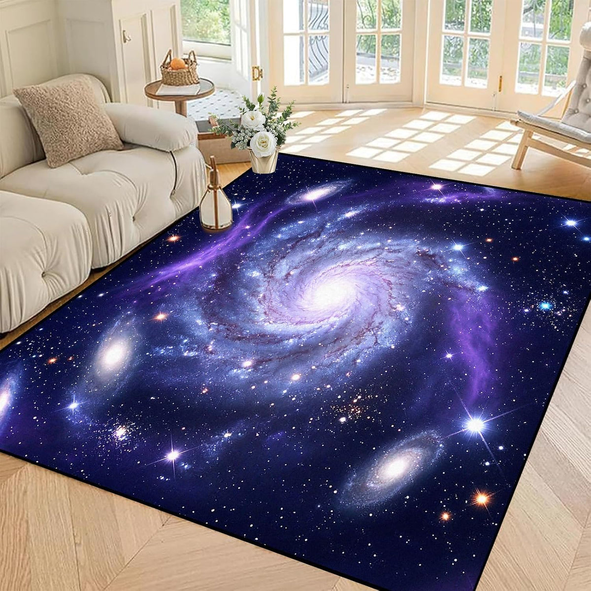 5'x7' Galaxy Rug Bedroom Living Room Gaming Area Rugs Nebula Throw Rugs Yoga Floor Mat Carpet,63"x83"