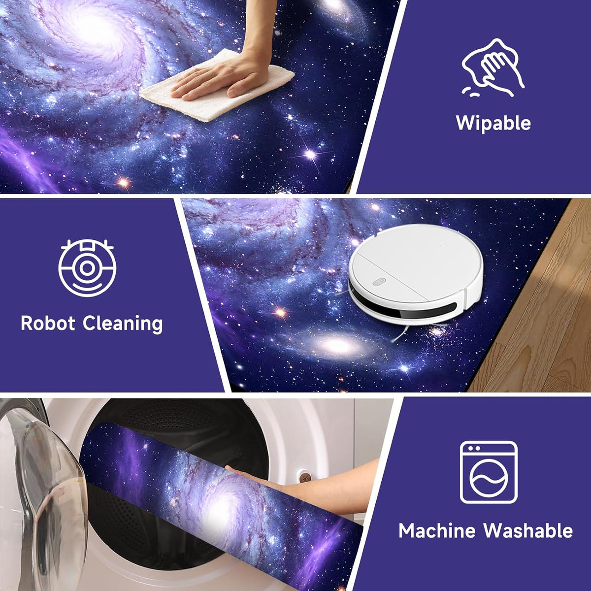 5'x7' Galaxy Rug Bedroom Living Room Gaming Area Rugs Nebula Throw Rugs Yoga Floor Mat Carpet,63"x83"