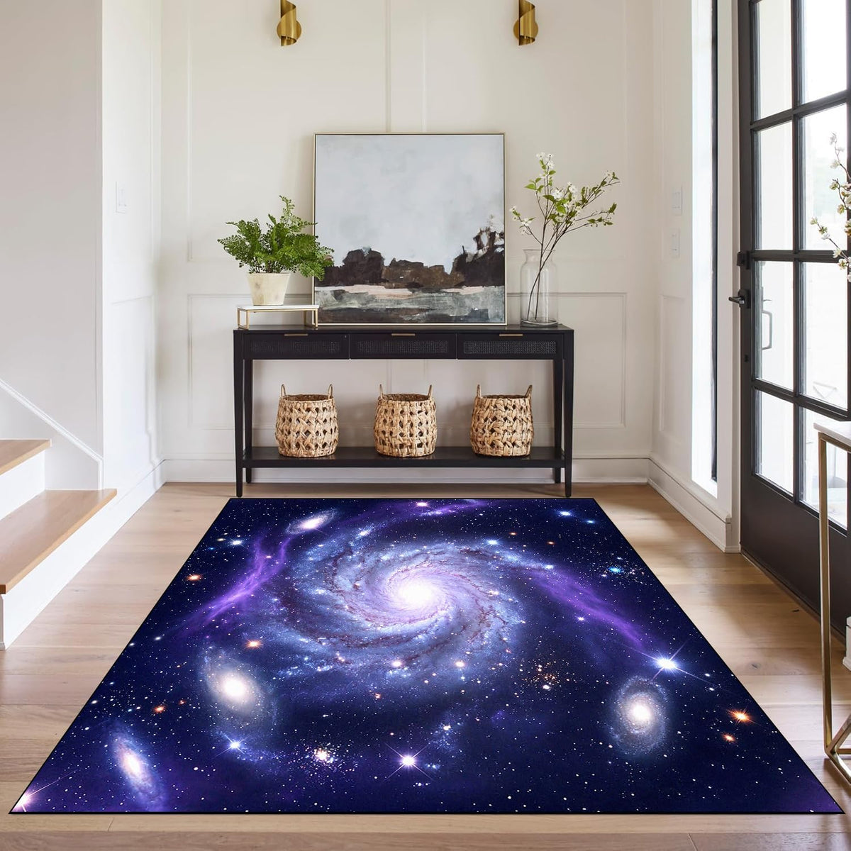 5'x7' Galaxy Rug Bedroom Living Room Gaming Area Rugs Nebula Throw Rugs Yoga Floor Mat Carpet,63"x83"