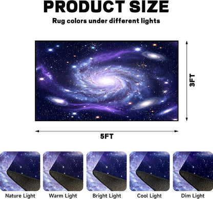 5'x7' Galaxy Rug Bedroom Living Room Gaming Area Rugs Nebula Throw Rugs Yoga Floor Mat Carpet,63"x83"