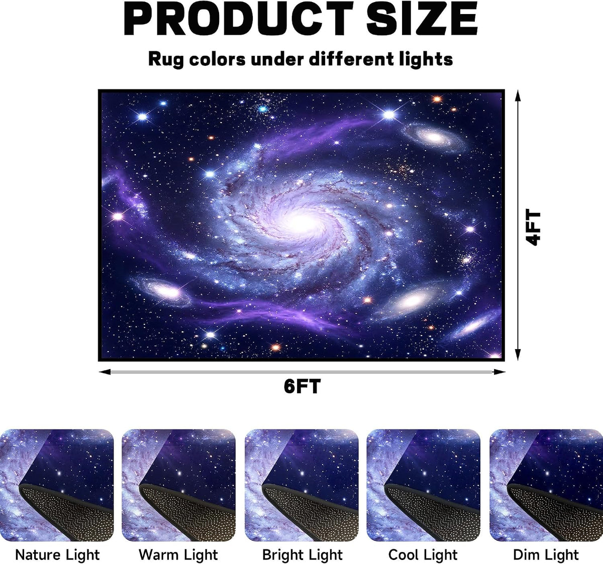 5'x7' Galaxy Rug Bedroom Living Room Gaming Area Rugs Nebula Throw Rugs Yoga Floor Mat Carpet,63"x83"