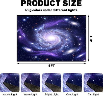 5'x7' Galaxy Rug Bedroom Living Room Gaming Area Rugs Nebula Throw Rugs Yoga Floor Mat Carpet,63"x83"