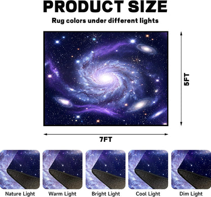 5'x7' Galaxy Rug Bedroom Living Room Gaming Area Rugs Nebula Throw Rugs Yoga Floor Mat Carpet,63"x83"
