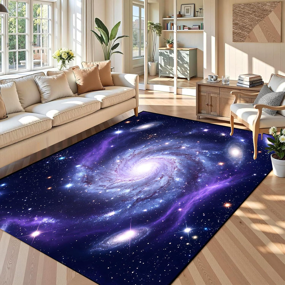 5'x7' Galaxy Rug Bedroom Living Room Gaming Area Rugs Nebula Throw Rugs Yoga Floor Mat Carpet,63"x83"