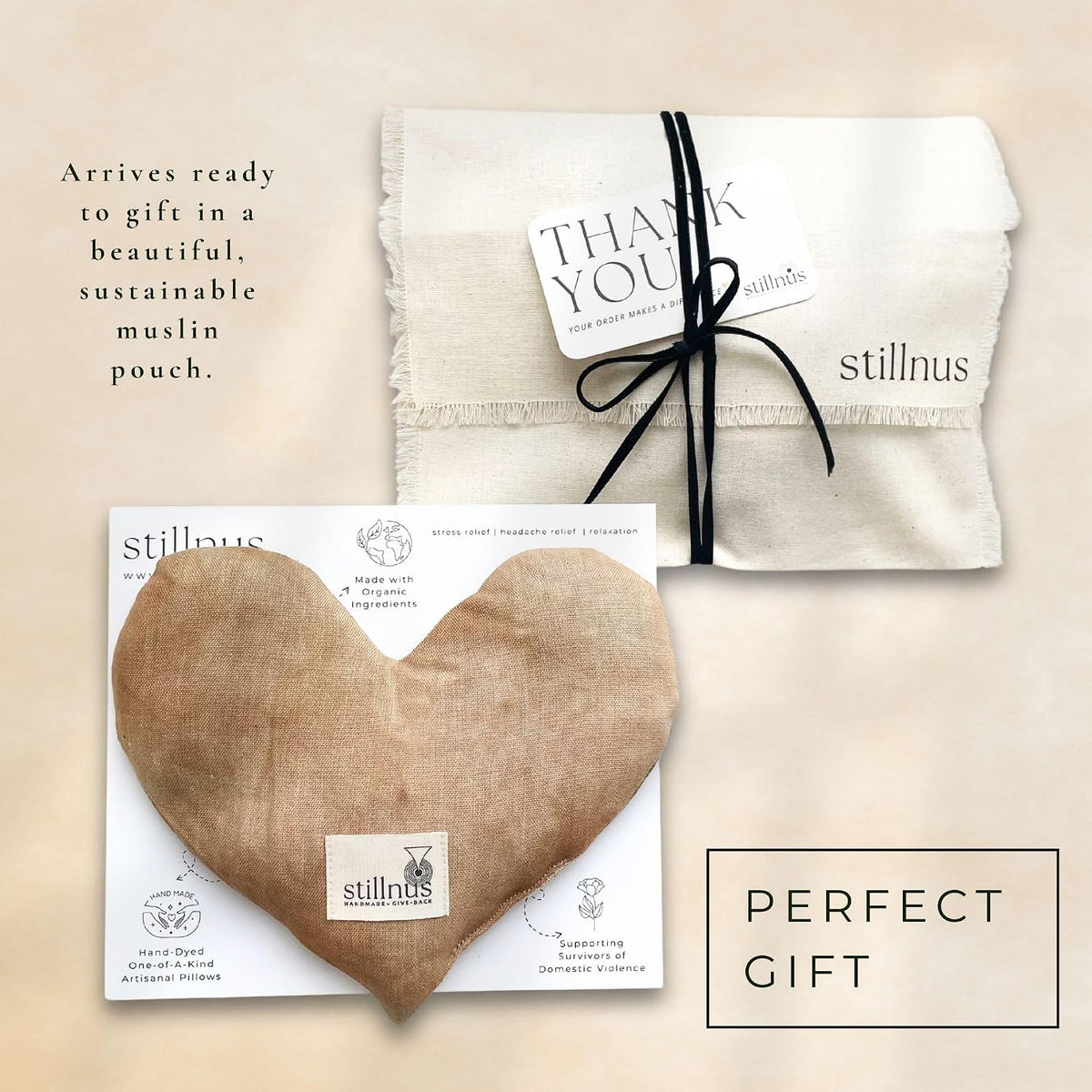Weighted Heart Eye Pillow & Eye Mask - Luxury Gift, Earth