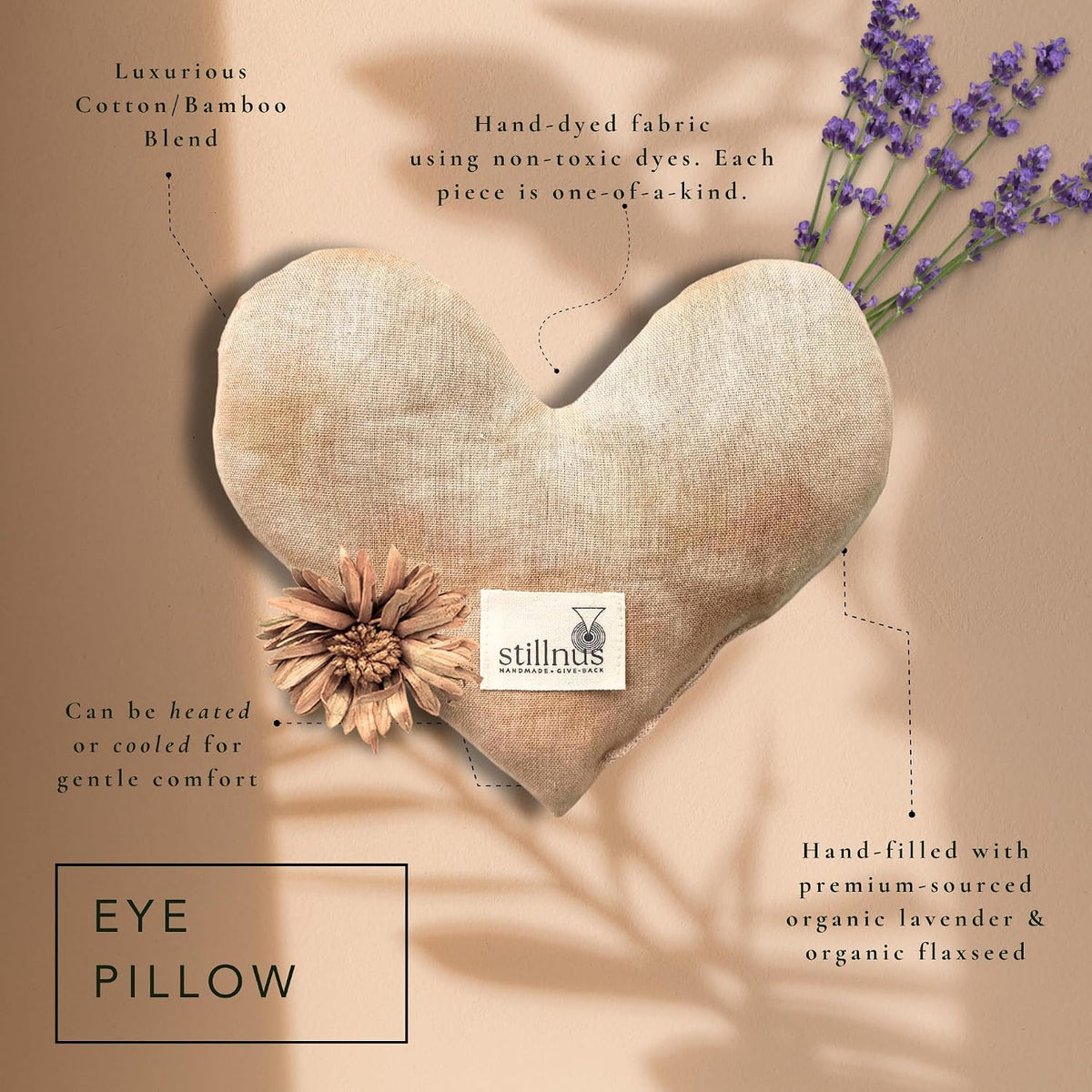 Weighted Heart Eye Pillow & Eye Mask - Luxury Gift, Earth