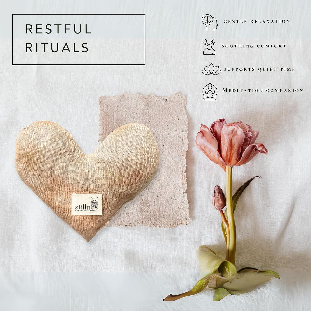 Weighted Heart Eye Pillow & Eye Mask - Luxury Gift, Earth