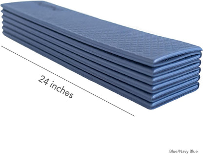 Foldable Yoga Mat with Yoga Carrying Strap - Nonslip, Lightweight, and Portable 1/4” Inch Thick Workout Exercise Mat - Perfect for Easy Storage and Travel