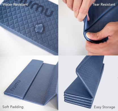Foldable Yoga Mat with Yoga Carrying Strap - Nonslip, Lightweight, and Portable 1/4” Inch Thick Workout Exercise Mat - Perfect for Easy Storage and Travel