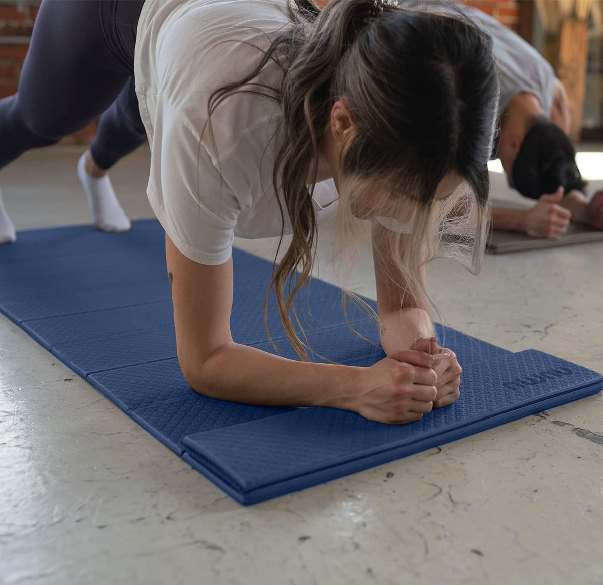 Foldable Yoga Mat with Yoga Carrying Strap - Nonslip, Lightweight, and Portable 1/4” Inch Thick Workout Exercise Mat - Perfect for Easy Storage and Travel