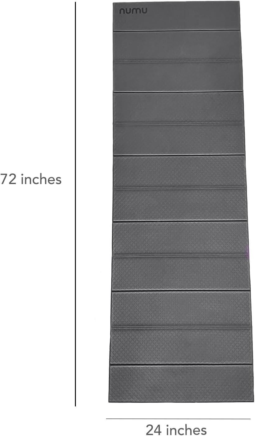 Foldable Yoga Mat with Yoga Carrying Strap - Nonslip, Lightweight, and Portable 1/4” Inch Thick Workout Exercise Mat - Perfect for Easy Storage and Travel