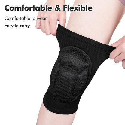 Protective Knee Pads, Thick Sponge Anti-slip,Women's/Men's Knee Pads for Volleyball, Rock Climbing, Cycling, Dancing, Gardening, Gardening, Flooring, House Cleaning, Construction Work with Thick EVA Foam Liner Black M