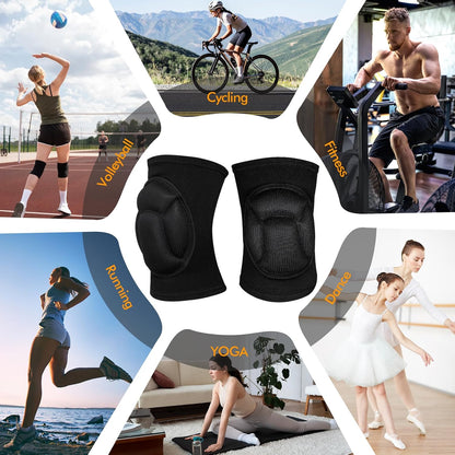 Protective Knee Pads, Thick Sponge Anti-slip,Women's/Men's Knee Pads for Volleyball, Rock Climbing, Cycling, Dancing, Gardening, Gardening, Flooring, House Cleaning, Construction Work with Thick EVA Foam Liner Black M