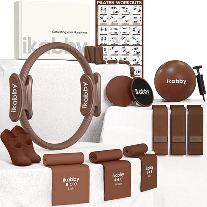 Pilates Kit, Home Pilates Kit with Weights, Pilates Equipment for Home Workout, Pilates Essentials Kit for Women, Yoga Pilates Mat Kit for Beginners, Pilates Set