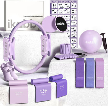 Pilates Kit, Home Pilates Kit with Weights, Pilates Equipment for Home Workout, Pilates Essentials Kit for Women, Yoga Pilates Mat Kit for Beginners, Pilates Set