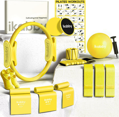 Pilates Kit, Home Pilates Kit with Weights, Pilates Equipment for Home Workout, Pilates Essentials Kit for Women, Yoga Pilates Mat Kit for Beginners, Pilates Set