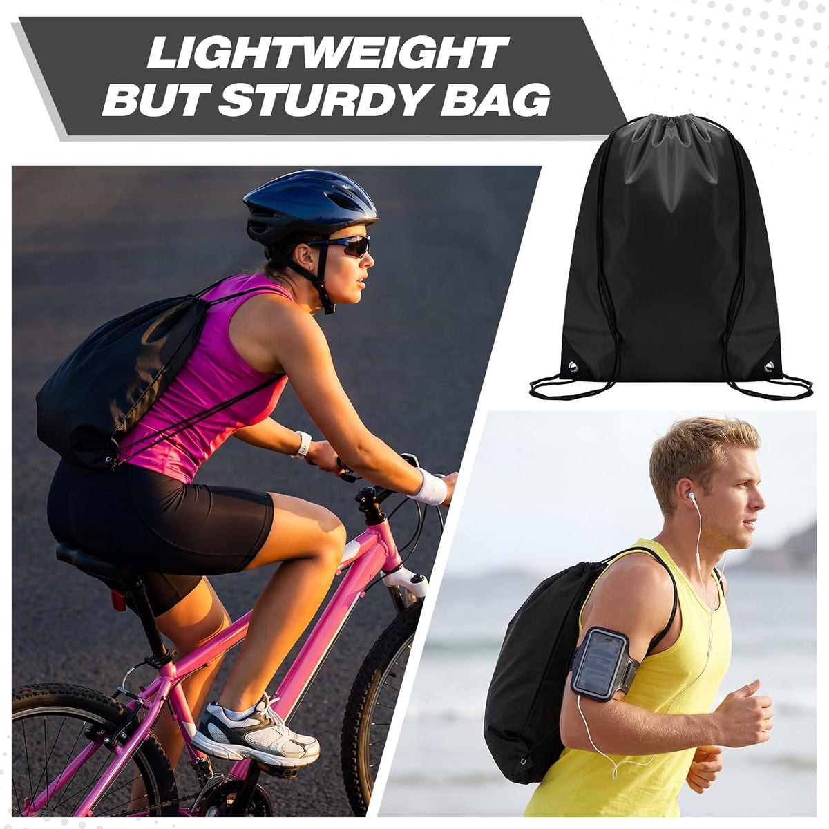 Drawstring Backpack Bulk for Sports Gym, 10 Colors, 100 Pcs