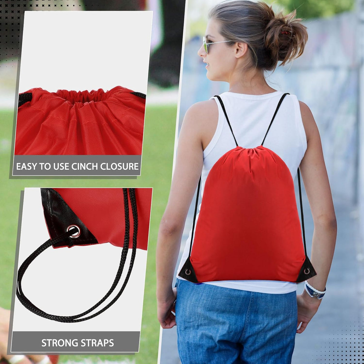 Drawstring Backpack Bulk for Sports Gym, 10 Colors, 100 Pcs