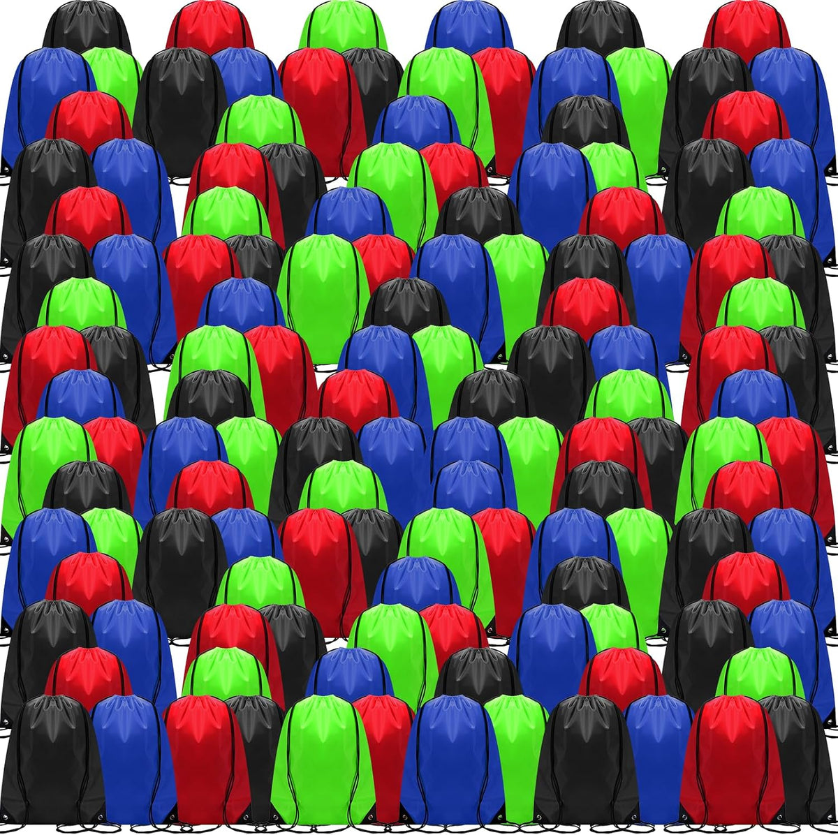 Drawstring Backpack Bulk for Sports Gym, 10 Colors, 100 Pcs