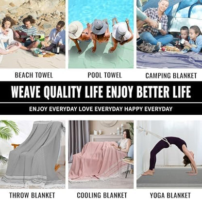 Extra Large Turkish Beach Towel Picnic Camping Mat Throw Blanket Oversized Quick Dry Lightweight Absorbent Hiking Essentials Pool Accessories Gym Gift Yoga Must Haves Travel Gadgets Stuff