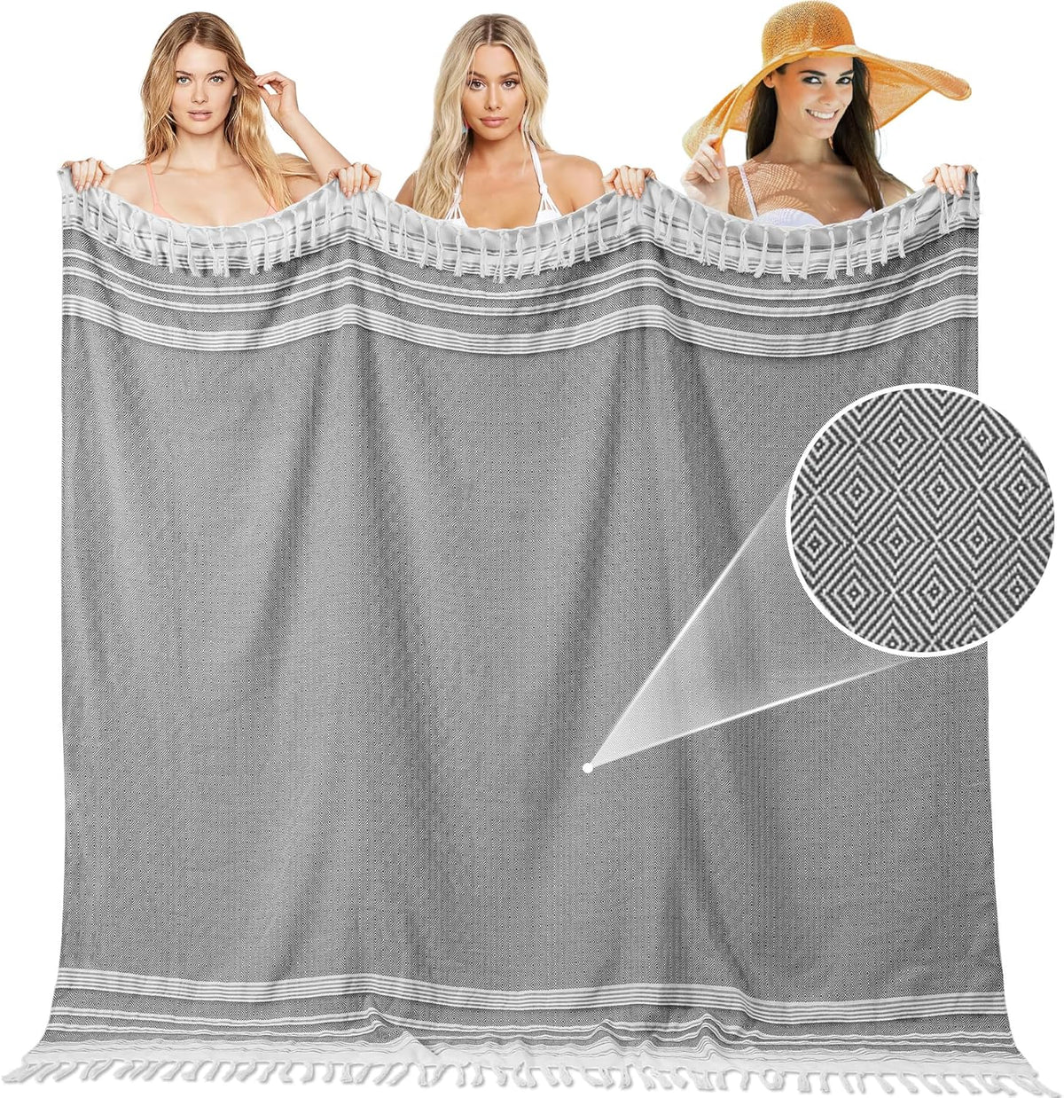 Extra Large Turkish Beach Towel Picnic Camping Mat Throw Blanket Oversized Quick Dry Lightweight Absorbent Hiking Essentials Pool Accessories Gym Gift Yoga Must Haves Travel Gadgets Stuff