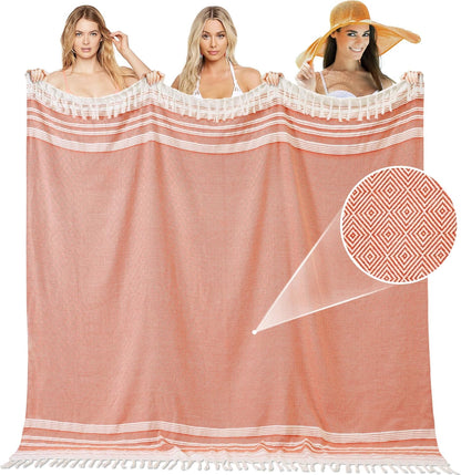 Extra Large Turkish Beach Towel Picnic Camping Mat Throw Blanket Oversized Quick Dry Lightweight Absorbent Hiking Essentials Pool Accessories Gym Gift Yoga Must Haves Travel Gadgets Stuff