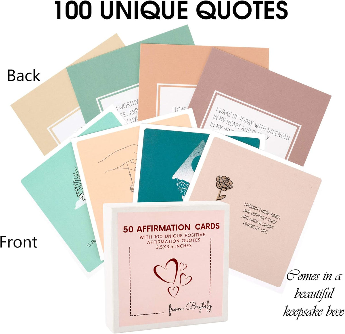 100 Affirmation Cards for Women and Men With 150+ Thought-Provoking Questions, Unique Affirmation cards for stress Relief, Meditation and Self Care Gift For Women and Men.
