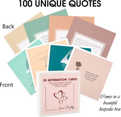 100 Affirmation Cards for Women and Men With 150+ Thought-Provoking Questions, Unique Affirmation cards for stress Relief, Meditation and Self Care Gift For Women and Men.