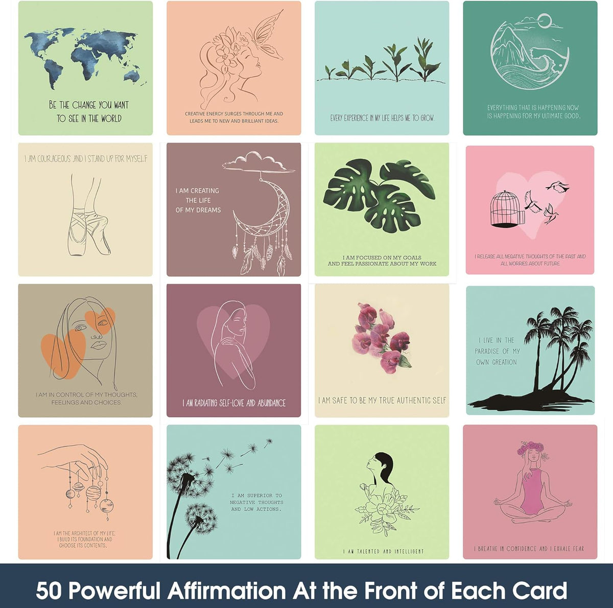 100 Affirmation Cards for Women and Men With 150+ Thought-Provoking Questions, Unique Affirmation cards for stress Relief, Meditation and Self Care Gift For Women and Men.