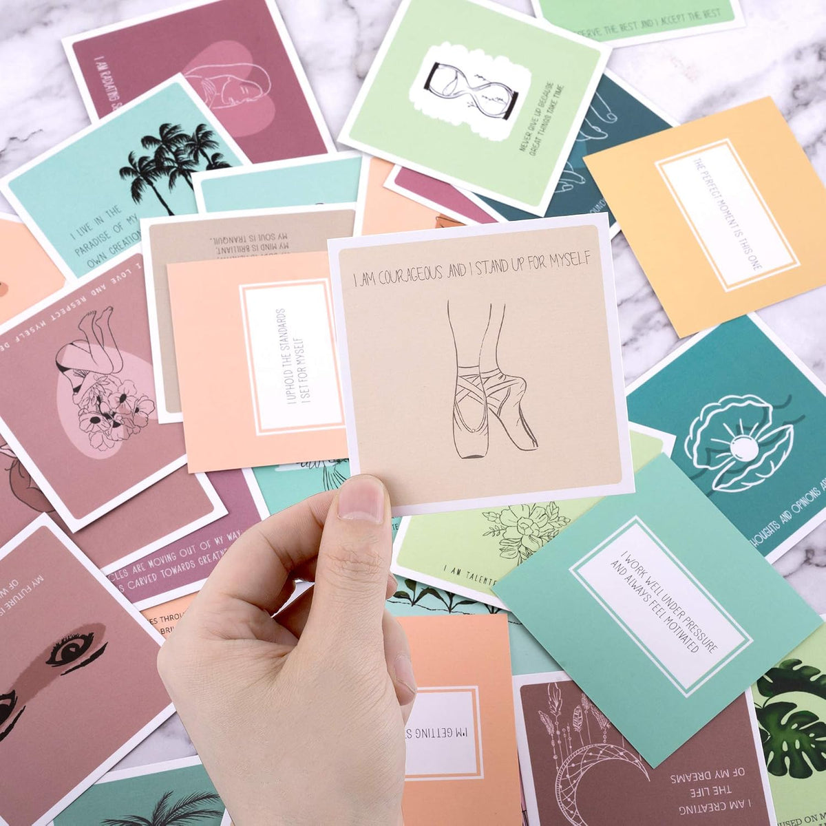 100 Affirmation Cards for Women and Men With 150+ Thought-Provoking Questions, Unique Affirmation cards for stress Relief, Meditation and Self Care Gift For Women and Men.